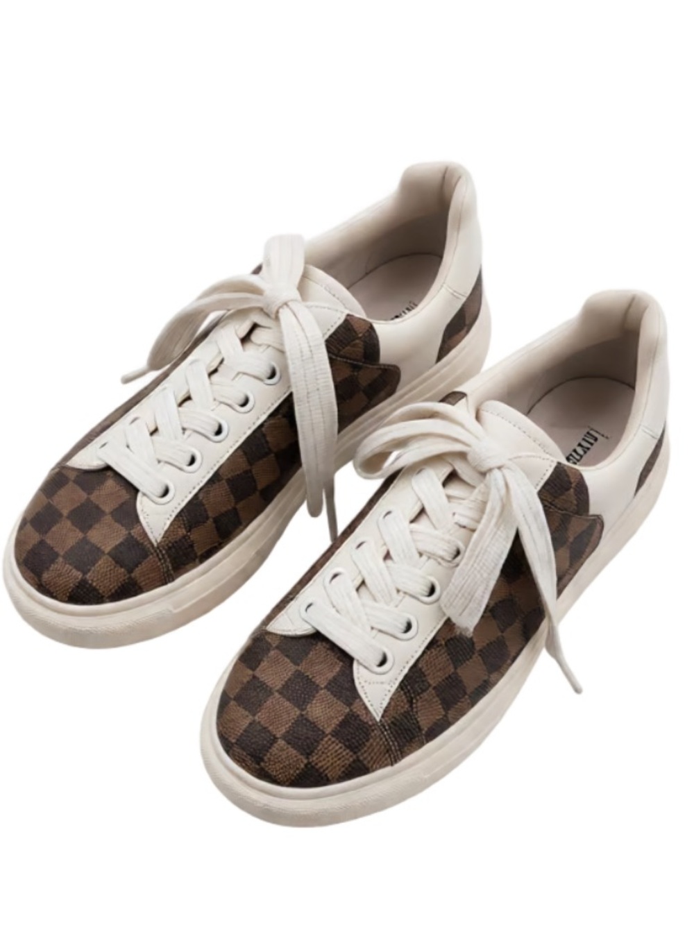 Steve Madden Checkerboard Low-Top Sneakers in Brown and White